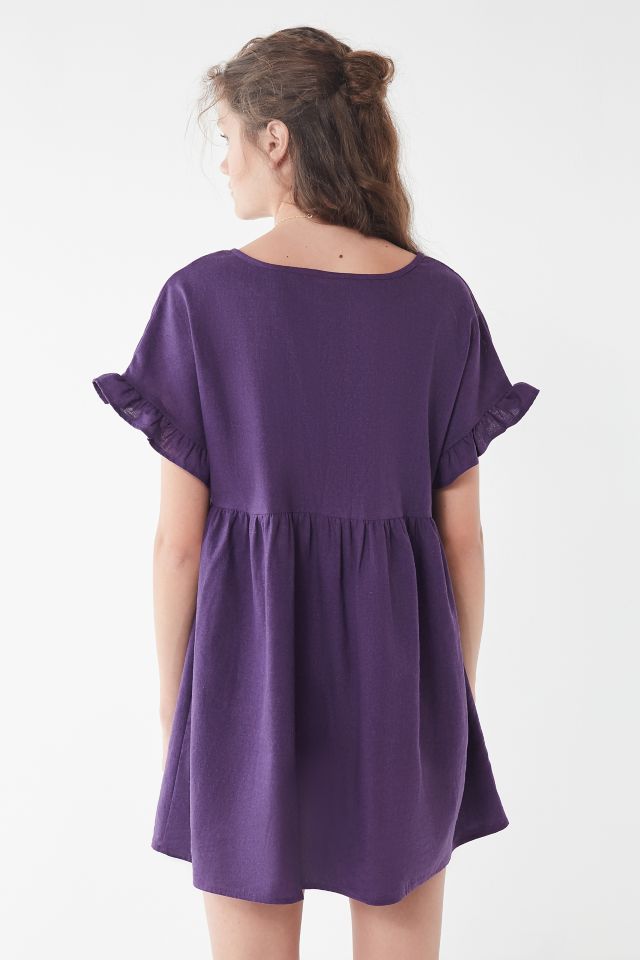 Urban Renewal Remnants Linen Ruffle Sleeve Mini Dress #2