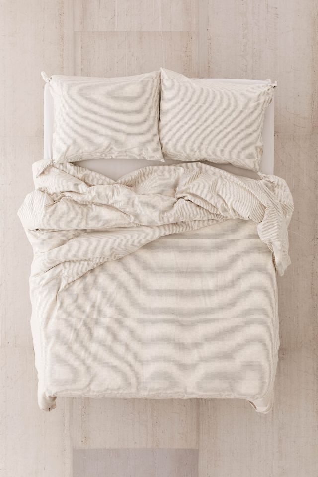 Washed Cotton Striped Knot Duvet Cover #1