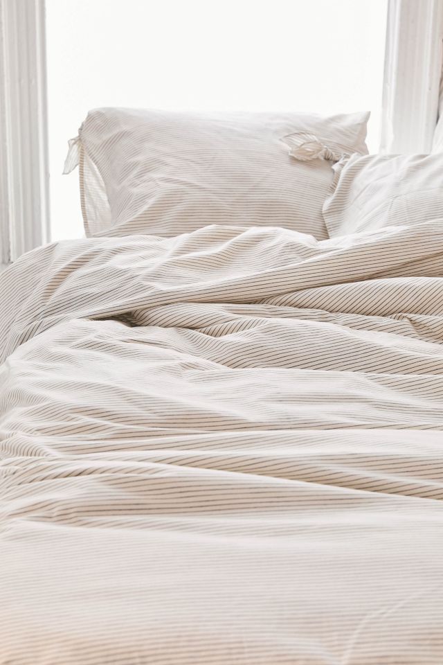 Washed Cotton Striped Knot Duvet Cover #2