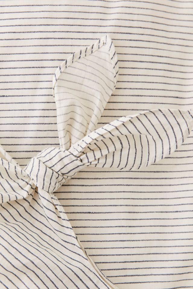 Washed Cotton Striped Knot Duvet Cover #4
