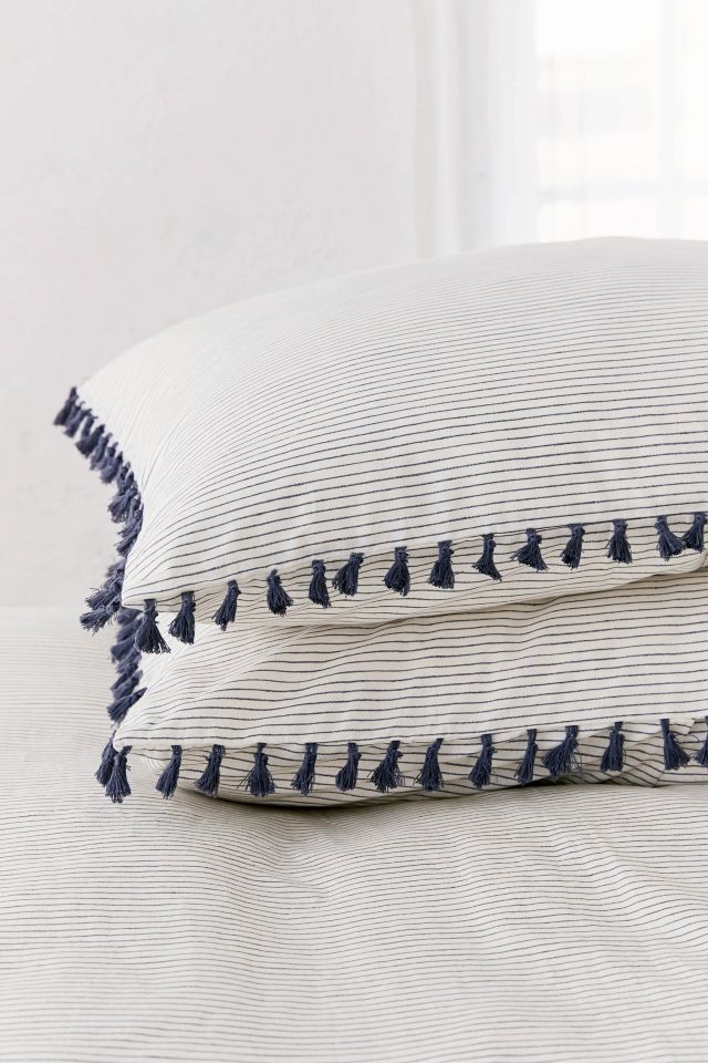 Washed Cotton Striped Tassel Sham Set #1