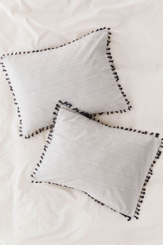 Washed Cotton Striped Tassel Sham Set #2