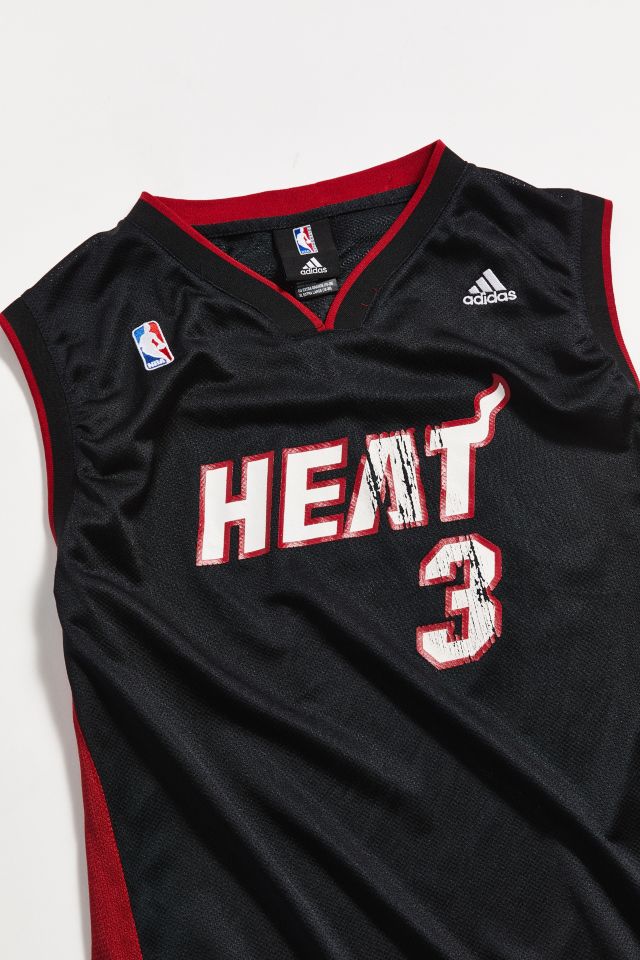 100% Authentic adidas Miami Heat Dwyane Wade Black Jersey SZ 56
