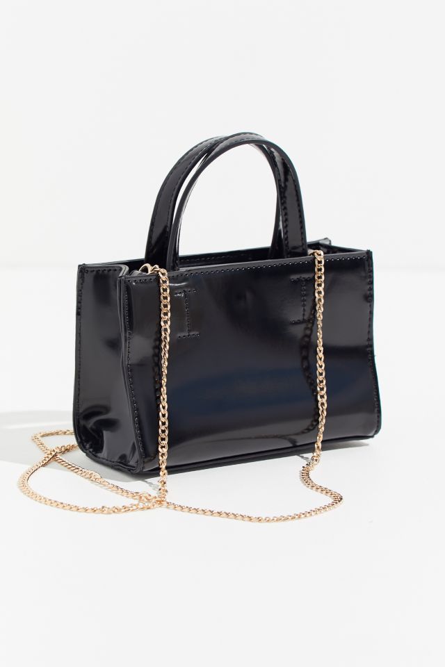 Urban Outfitters Patent Faux Leather Tote Bag in Black