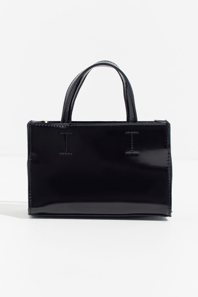 Urban Outfitters Patent Faux Leather Tote Bag in Black