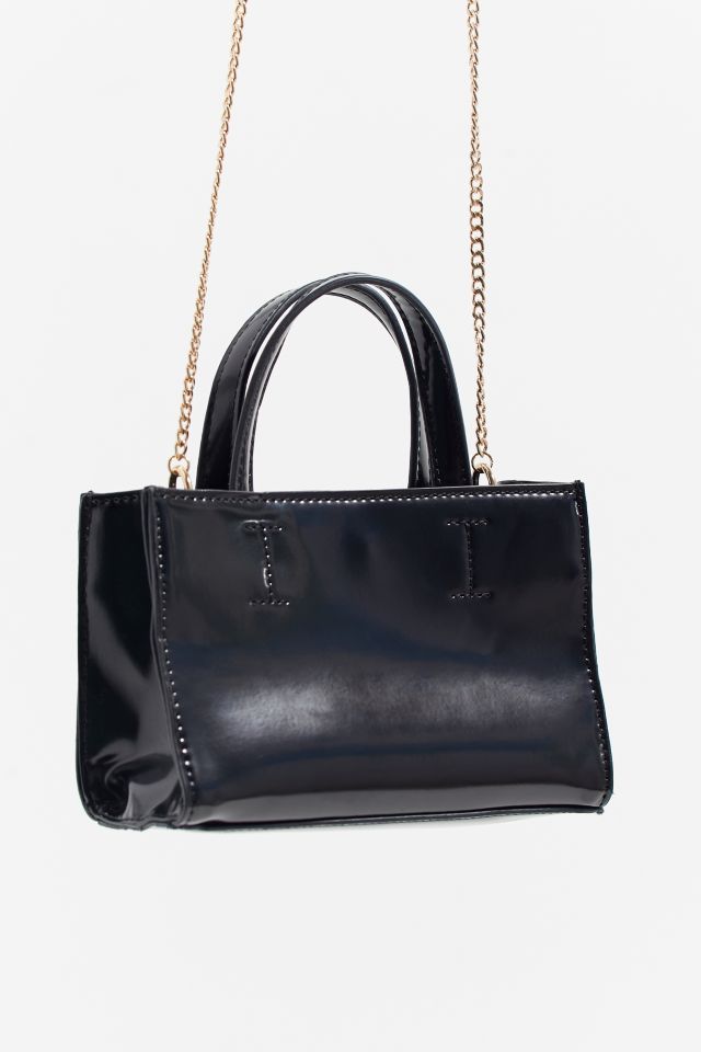 Urban Outfitters Patent Faux Leather Tote Bag in Black