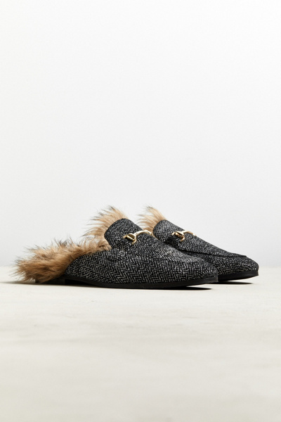 UO Lawrence Furry Herringbone Mule | Urban Outfitters