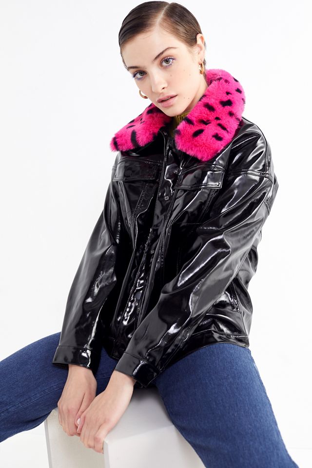 Lazy Oaf Vinyl Faux Fur Collar Jacket #3
