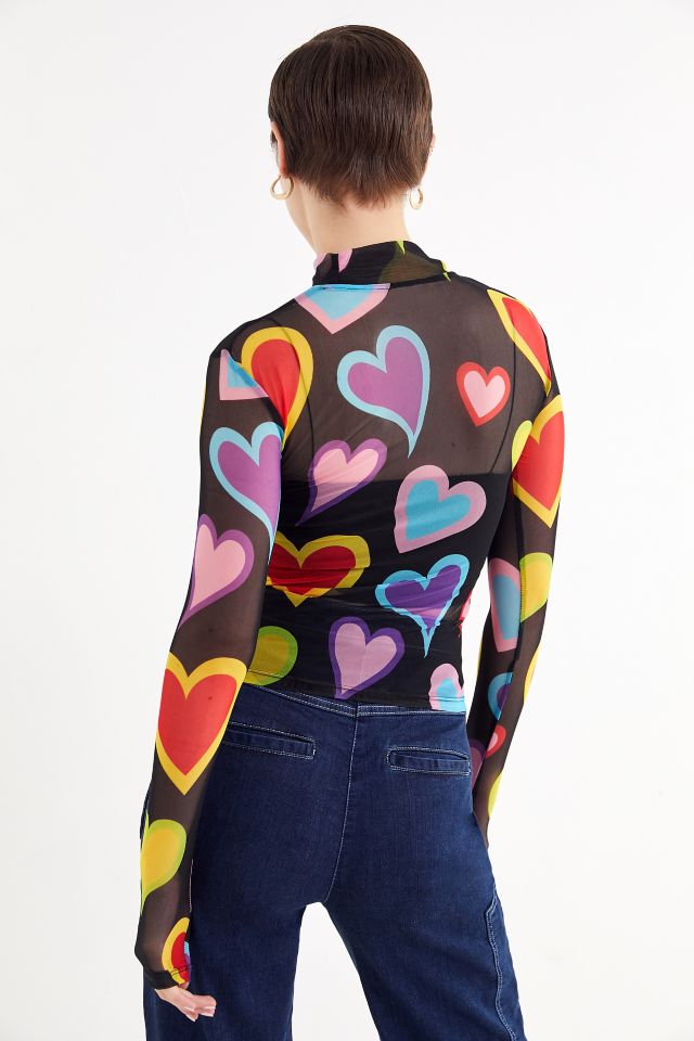Lazy Oaf Sheer Heart Mock-Neck Top #3