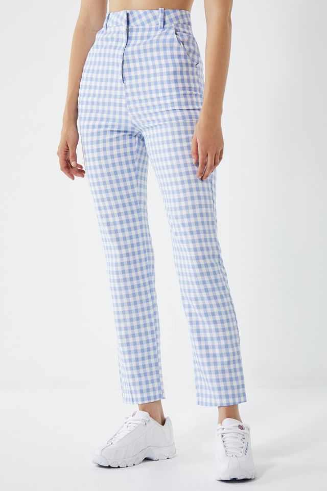 Gwyneth Gingham Trouser Pant - Blue | Up! - Clearance