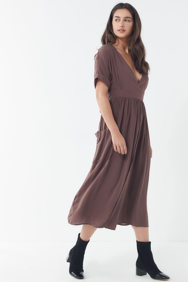 UO Gloria Midi Wrap Dress | Urban Outfitters