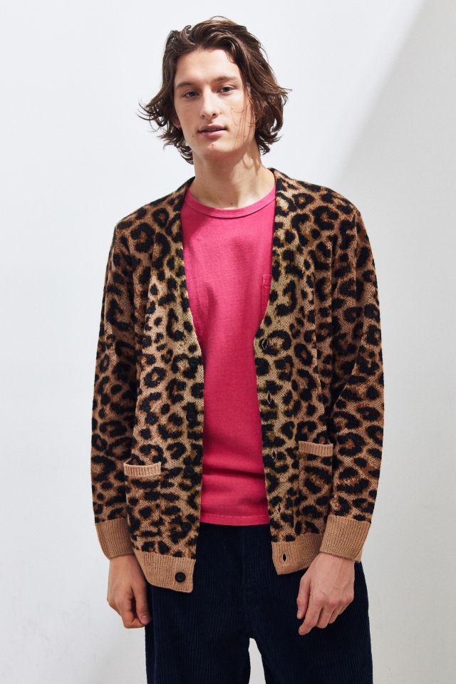 Mens leopard print outlet cardigan