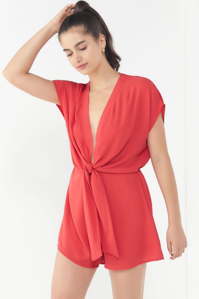 UO Plunging Tie-Front Romper