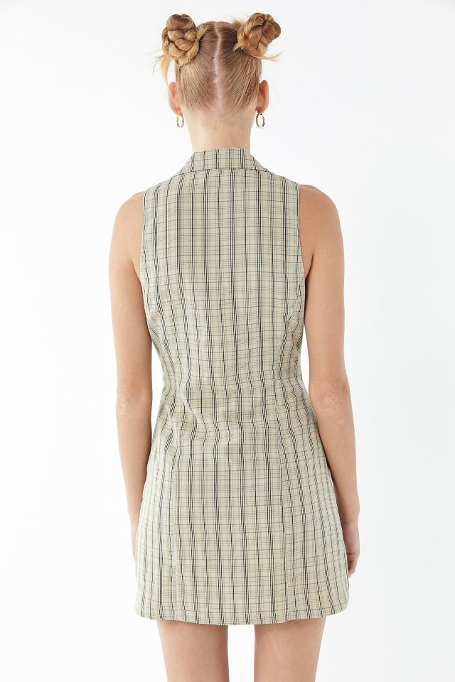 UO Plaid Sleeveless Mini Shirt Dress #2