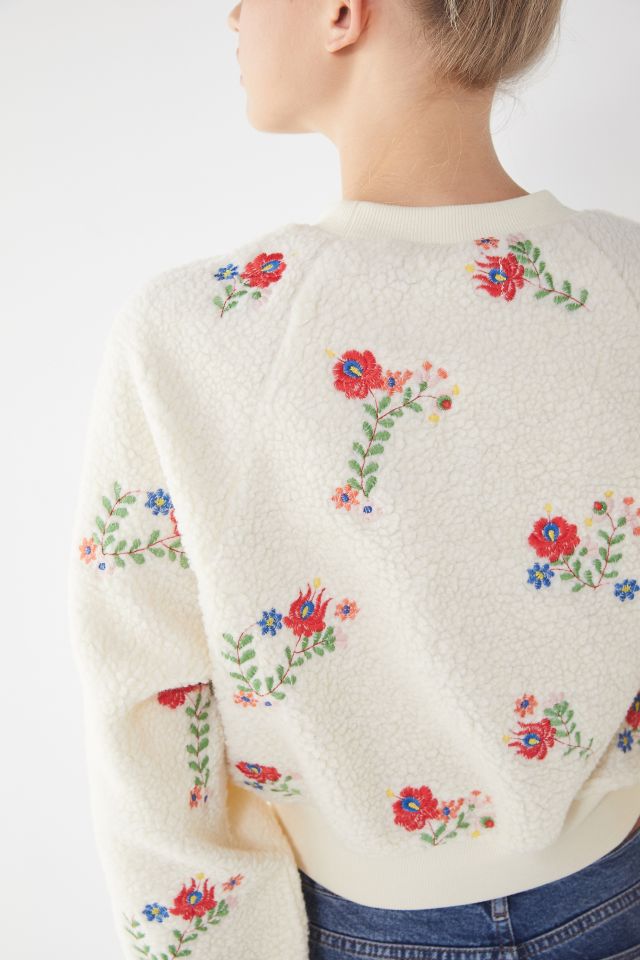 UO Aster Floral Sherpa Cropped Sweatshirt #1