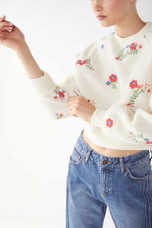 UO Aster Floral Sherpa Cropped Sweatshirt #3
