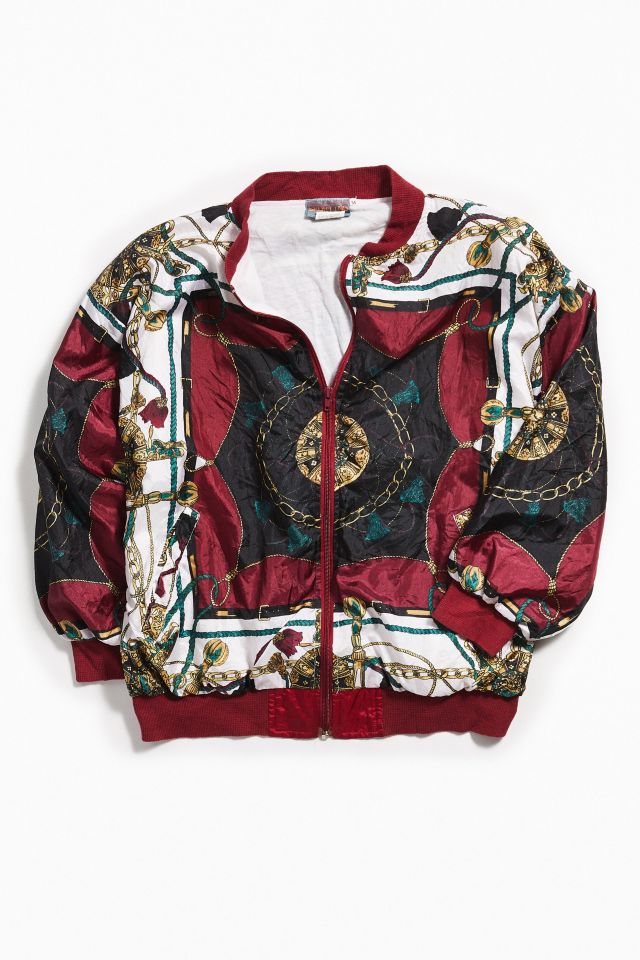 Vintage 90s Scarf Print Nylon Bomber Jacket