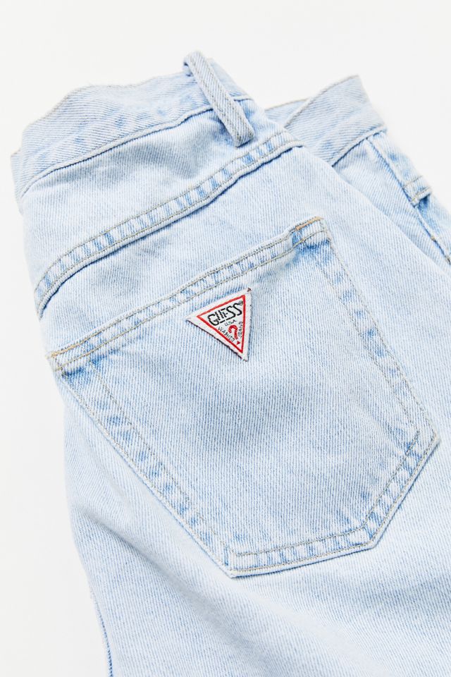 Vtg 90s 'GUESS' Light Wash Blue Denim Sleeveless Bodycon Mini Dress UK XS 4