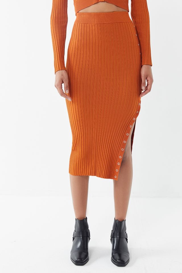 UO Rhyan Ribbed Midi Skirt #1