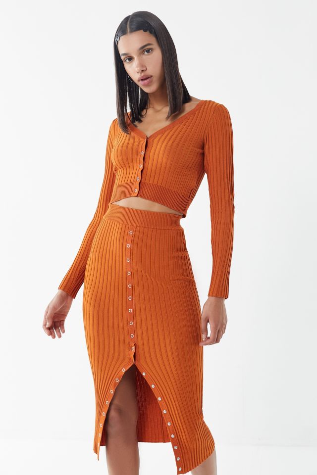 UO Rhyan Ribbed Midi Skirt #3