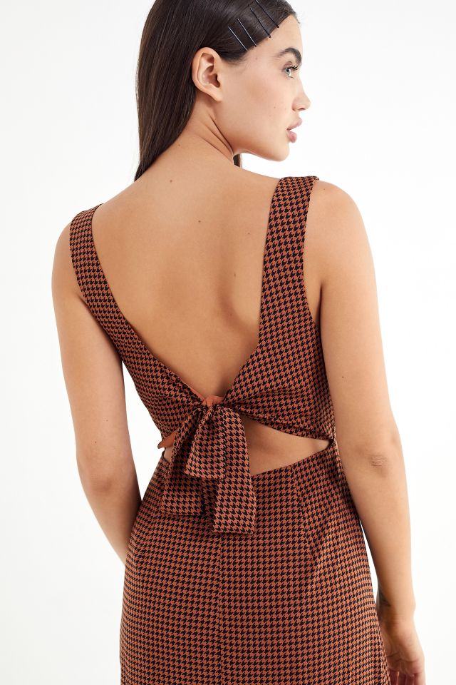 UO Houndstooth Tie-Back Maxi Dress #1