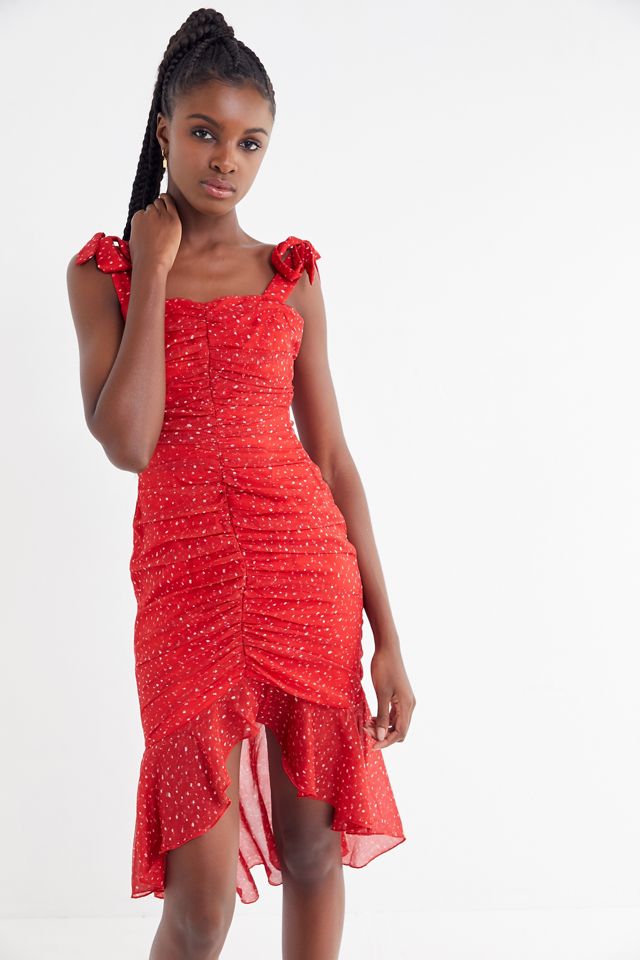 Finders Keepers Locales Ruched Midi Dress Urban Outfitters Canada