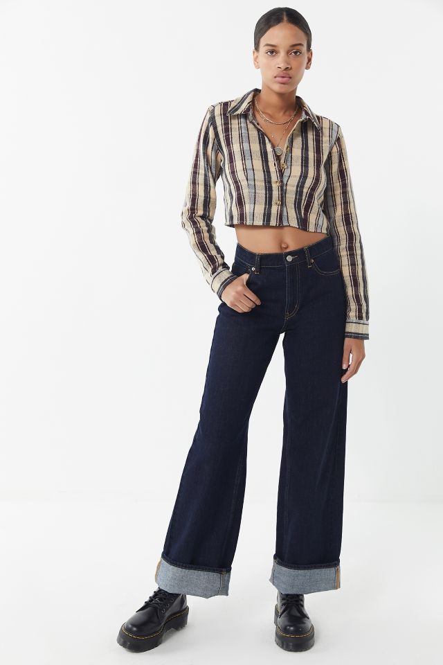 UO Suki Shrunken Flannel Top #1