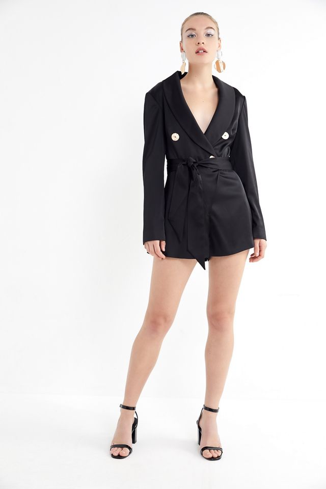 Finders Keepers Pompeii Plunging Wrap-Front Romper #3