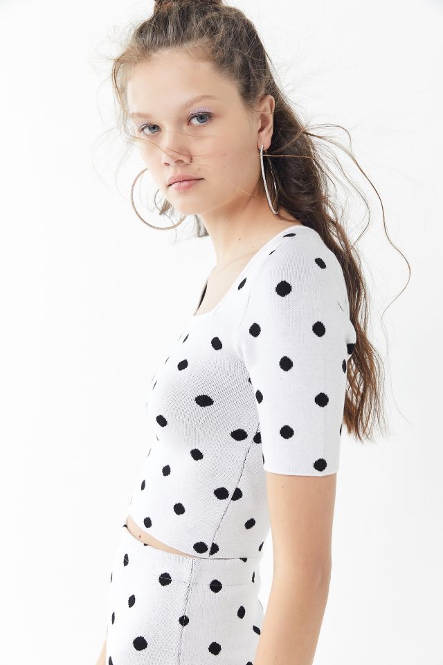 UO Polka Dot Square-Neck Cropped Top #3