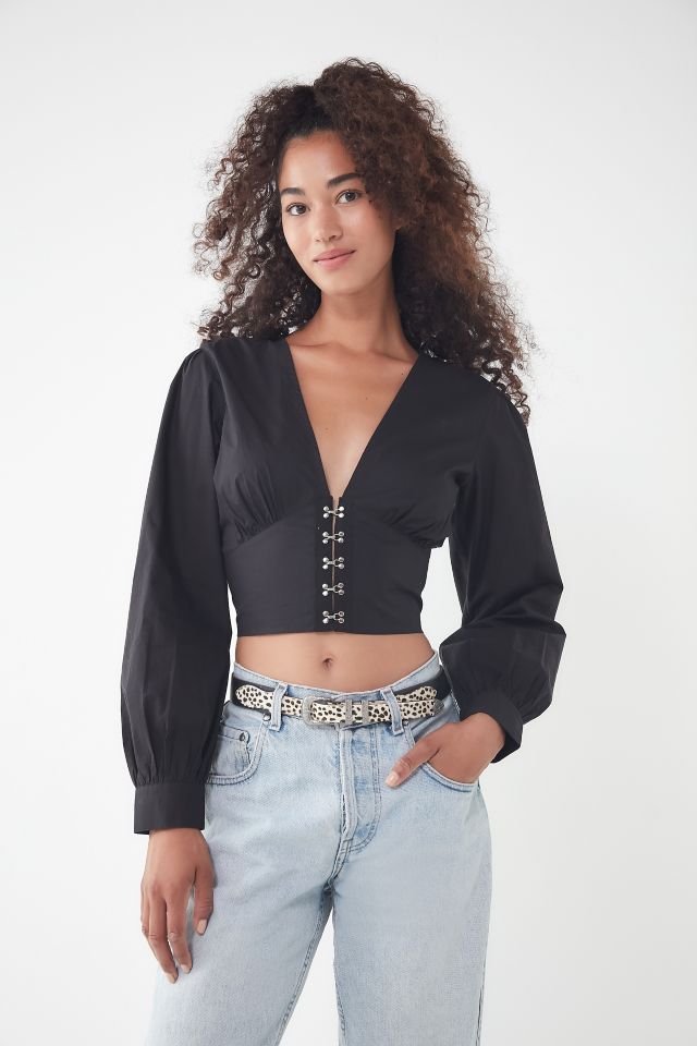 UO Piper Plunging Hook + Eye Blouse #3