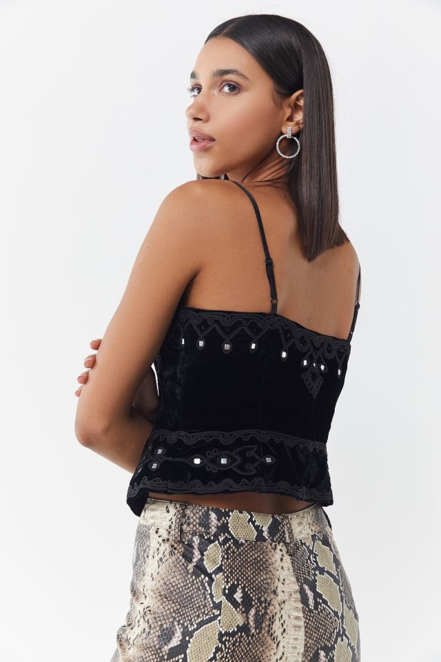 Haut Corset Brodé en Velours Bella UO #1