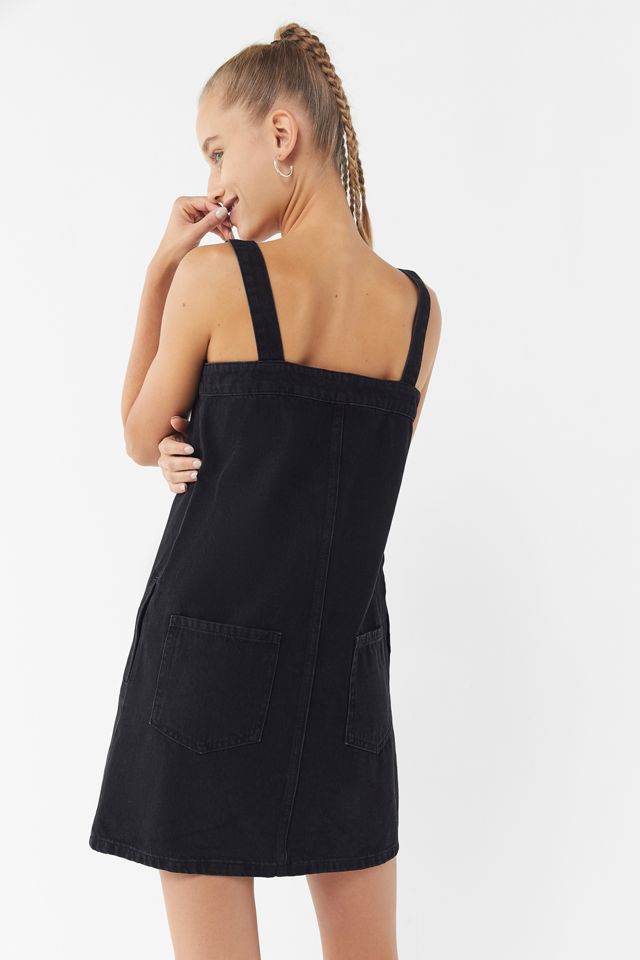 UO Aria Denim Straight-Neck Overall Dress | Urban Outfitters
