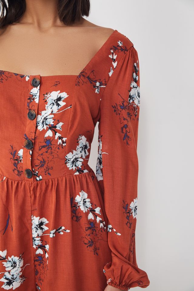 UO Paulina Floral Square-Neck Romper | Urban Outfitters