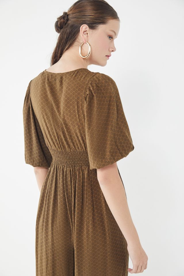 UO Zimi Plunging Puff Sleeve Jumpsuit #1