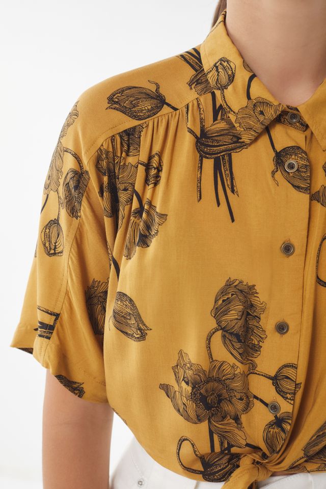 UO Jena Printed Tie-Front Blouse #2