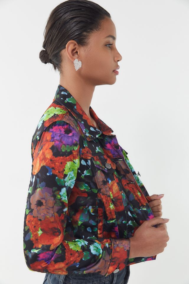 UO Kerina Floral Satin Cropped Trucker Jacket #3