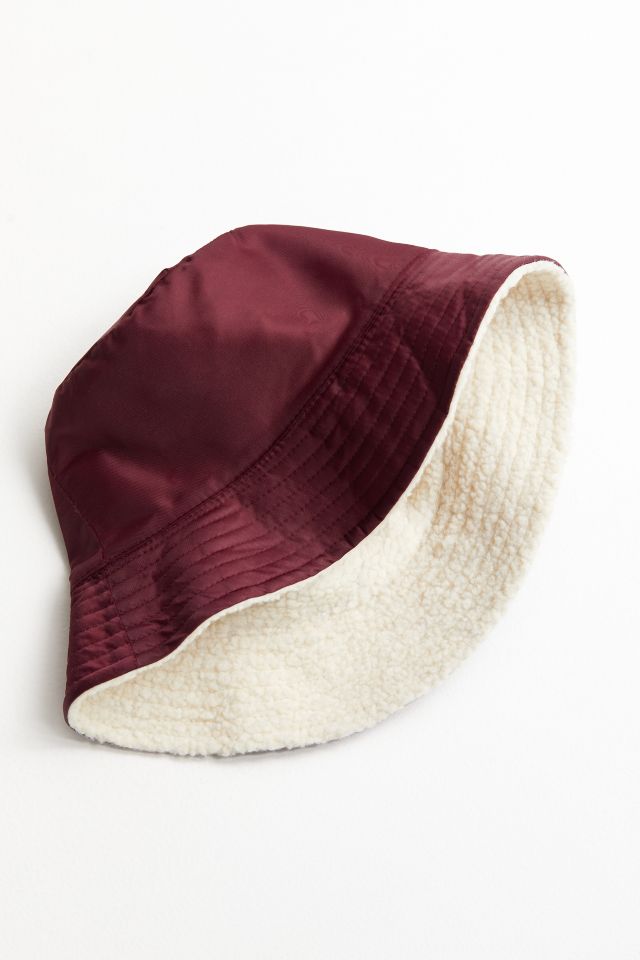 Nylon + Sherpa Reversible Burgundy Bucket Hat #2