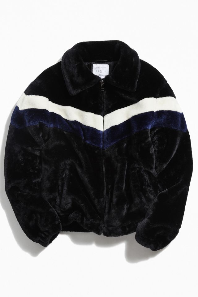 UO Chevron Faux Fur Bomber Jacket #1