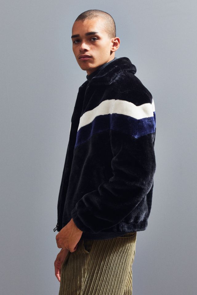UO Chevron Faux Fur Bomber Jacket #2