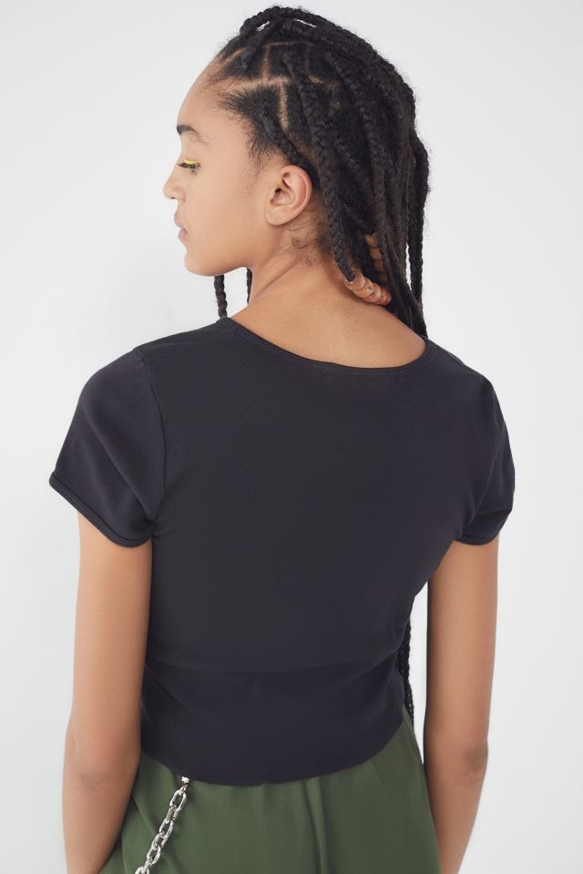 Truly Madly Deeply Elastic-Hem Cropped Tee, Urban Outfitters