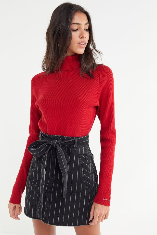 UO Pinstripe Paperbag Skirt