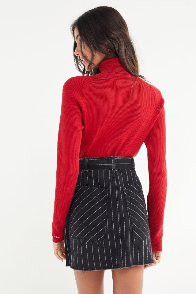UO Pinstripe Paperbag Skirt #1