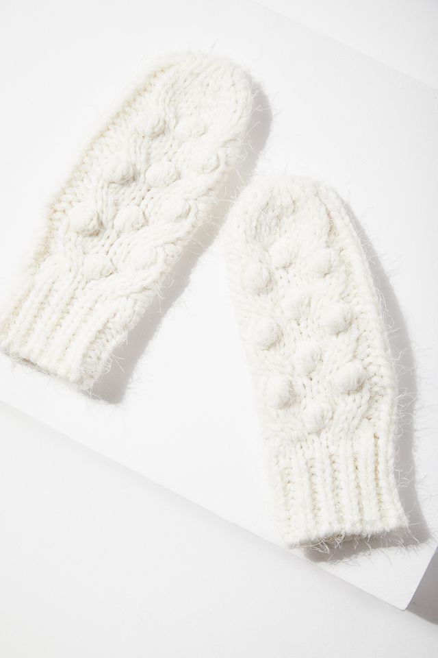 Eyelash Pom Mitten | Urban Outfitters