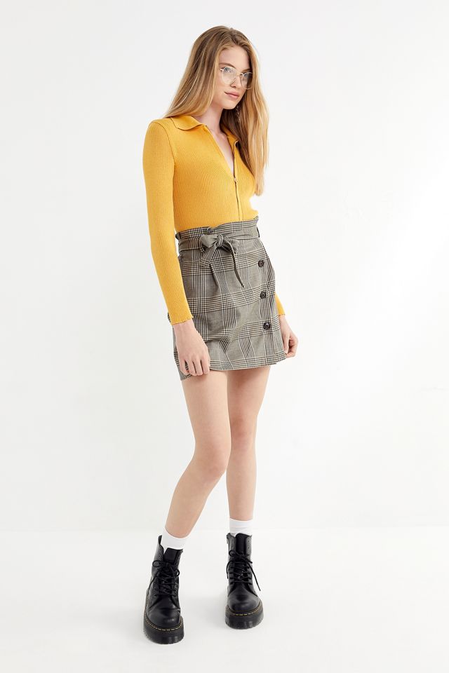 UO Penelope Plaid Paperbag Wrap Skirt #1