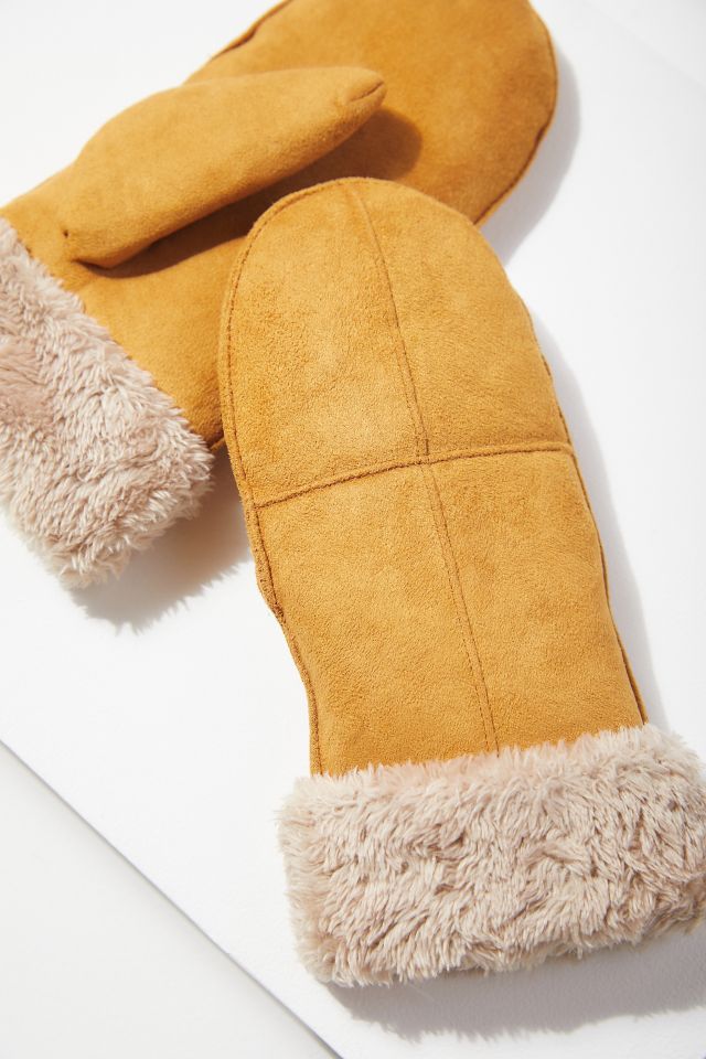 Faux Fur Trim Mitten #1