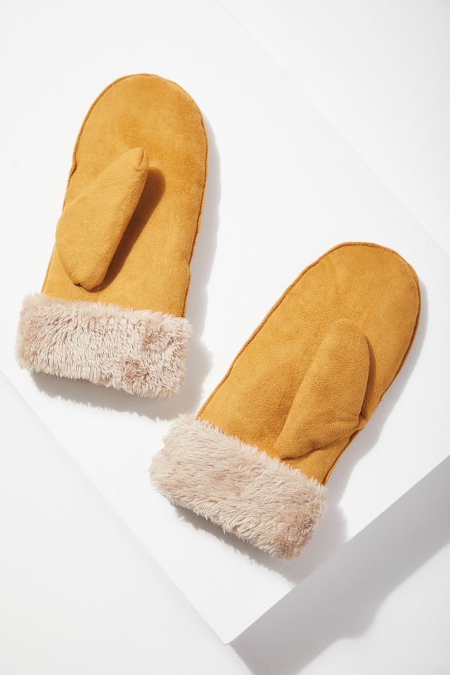 Faux Fur Trim Mitten #3