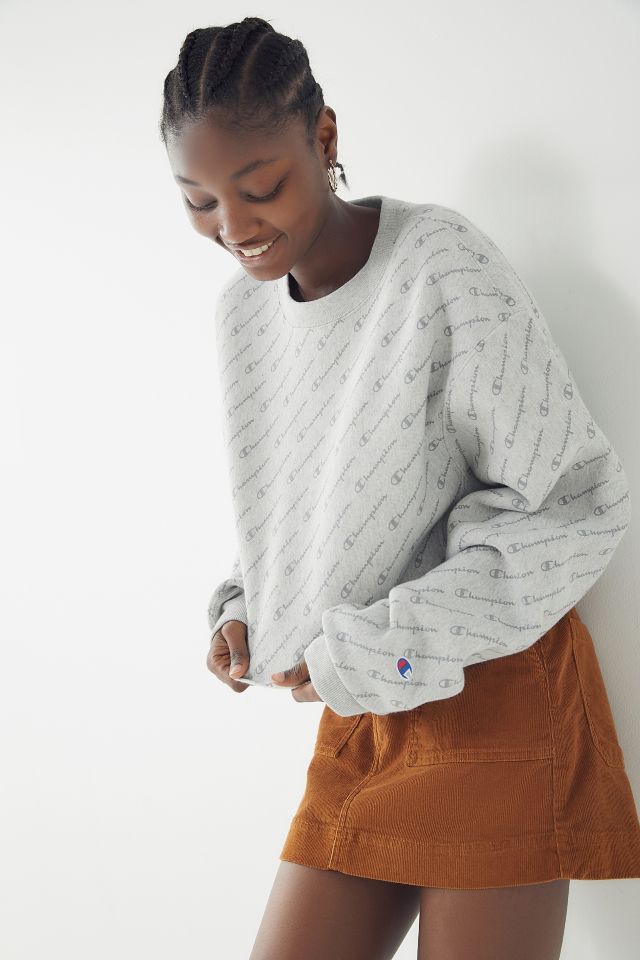 Champion reverse weave all over sale print cropped sweatshirt