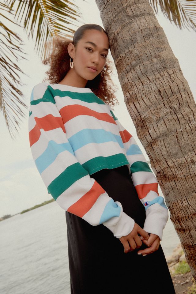 Champion & uo sale rainbow stripe cropped sweatshirt