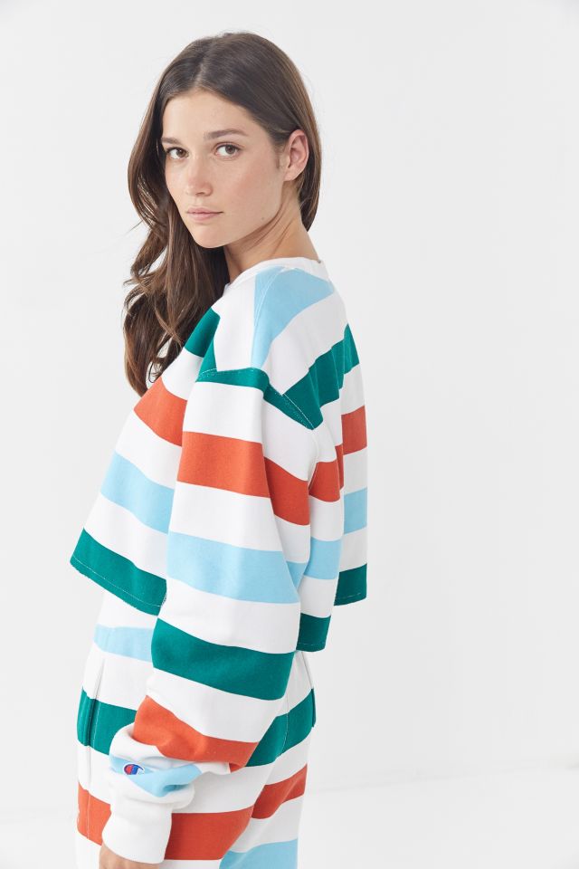 Champion stripe sale cropped sweatshirt