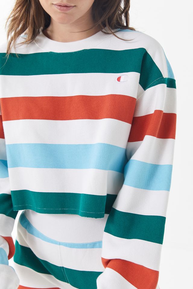 Champion & uo sale rainbow stripe cropped sweatshirt